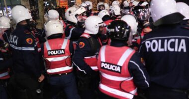 Dhunë dhe molotov në protestën e Berishës, 13 persona të shoqëruar nga policia