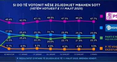 Si do votonit nëse zgjedhjet do mbaheshin sot? PS rreth 48 përqind, PD në mbështetjen më të ulët që nga 11 maji
