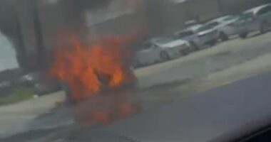 VIDEO/ Makina përfshihet në flakë në autostradën Durrës–Tiranë, shoferi shpëton pa lëndime