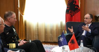 Presidenti Begaj pret Komandantin e Komandës së Forcës së Bashkuar në Napoli, George M. Wikoff