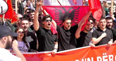 VIDEO/ “Ligji për gjuhët është i qartë”, studentët shqiptarë mblidhen për protestën e thirrur në Shkup