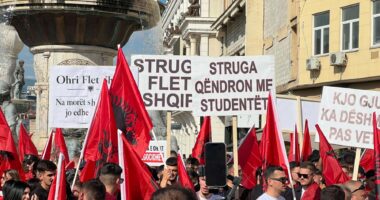 Nga Shkupi, në Tiranë/ Protesta për mbrojtjen e shqipes vijon në sheshin “Skënderbej” në 26 maj