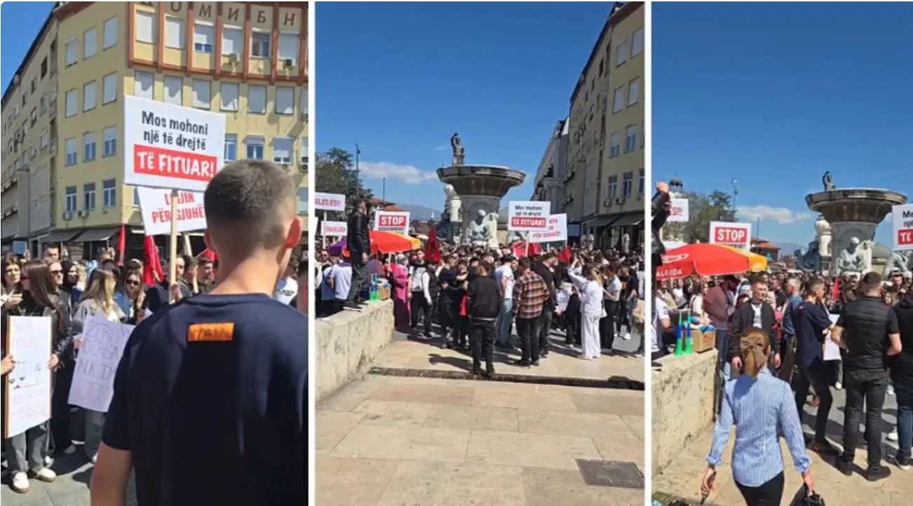 Protesta në mbrojtje të Shqipes  Maqedoni e Veriut  studentët paralajmërojnë tubimin e radhës