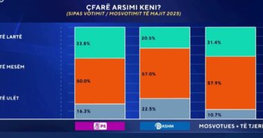 “39.6 % votues të PD banojnë në zona rurale”/ Sondazhi: 33.8% votues të PS kanë arsim të lartë