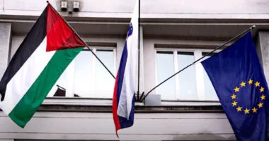 Presidentja sllovene ngre flamurin palestinez në Pallatin Presidencial në shenjë solidariteti