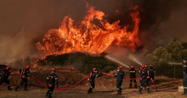 VIDEO/ Greqia vijon luftën me zjarret, në Atikën Perëndimore betejë në tre fronte, mbi 130 mijë hektarë të djegur