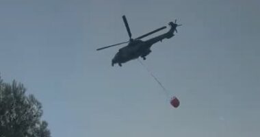 Zjarri në masivin pyjor të Krujës, rinis ndërhyrja nga toka dhe ajri për shuarjen e flakëve