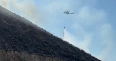 VIDEO/ Zjarr në Palasë prej mesnatës, ndërhyjnë edhe dy helikopterë