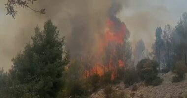 Krujë/ Vatër e re zjarri në kurorën me pisha në Boje, ndërhyrje me helikopter për shuarjen e flakëve