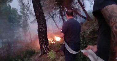 Krujë, zjarr në mal/ Rrezikohen disa banesa, ndërhyrje nga ajri me dy helikopterë