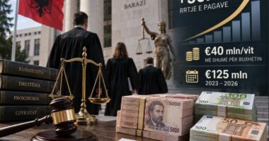 Gjyqtarët, “bonus” vetes 40 mln euro/ Fatura e rritjes së pagave, për periudhën 2023-2026, shkon në 125 mln euro